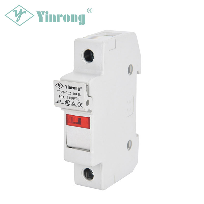 1100VDC 30A 10×38mm Solar PV DIN Rail Fuse Holder ມີໄຟຊີ້ບອກ